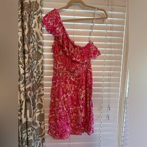 Lily Pulitzer size large one shoulder ruffle mini dress